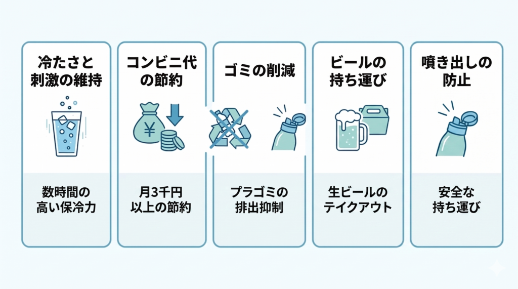 炭酸対応の水筒を使用するメリット