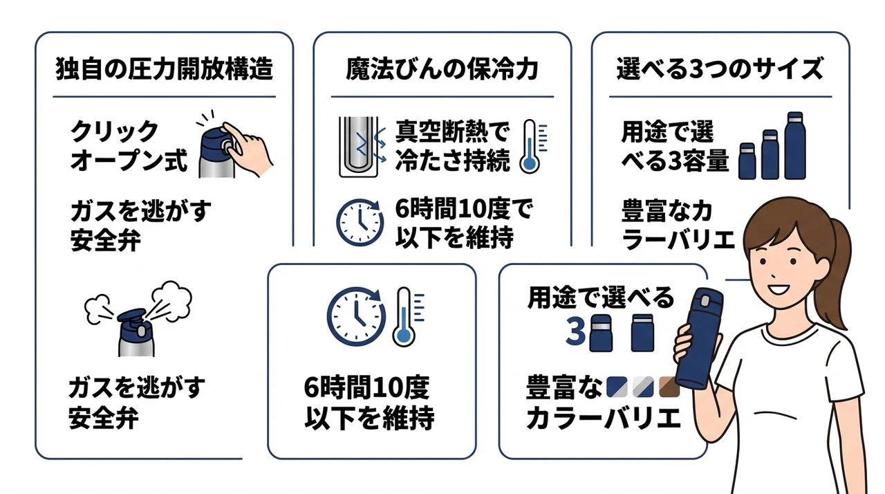 サーモスの炭酸ボトルとは？口コミで話題の基本スペック